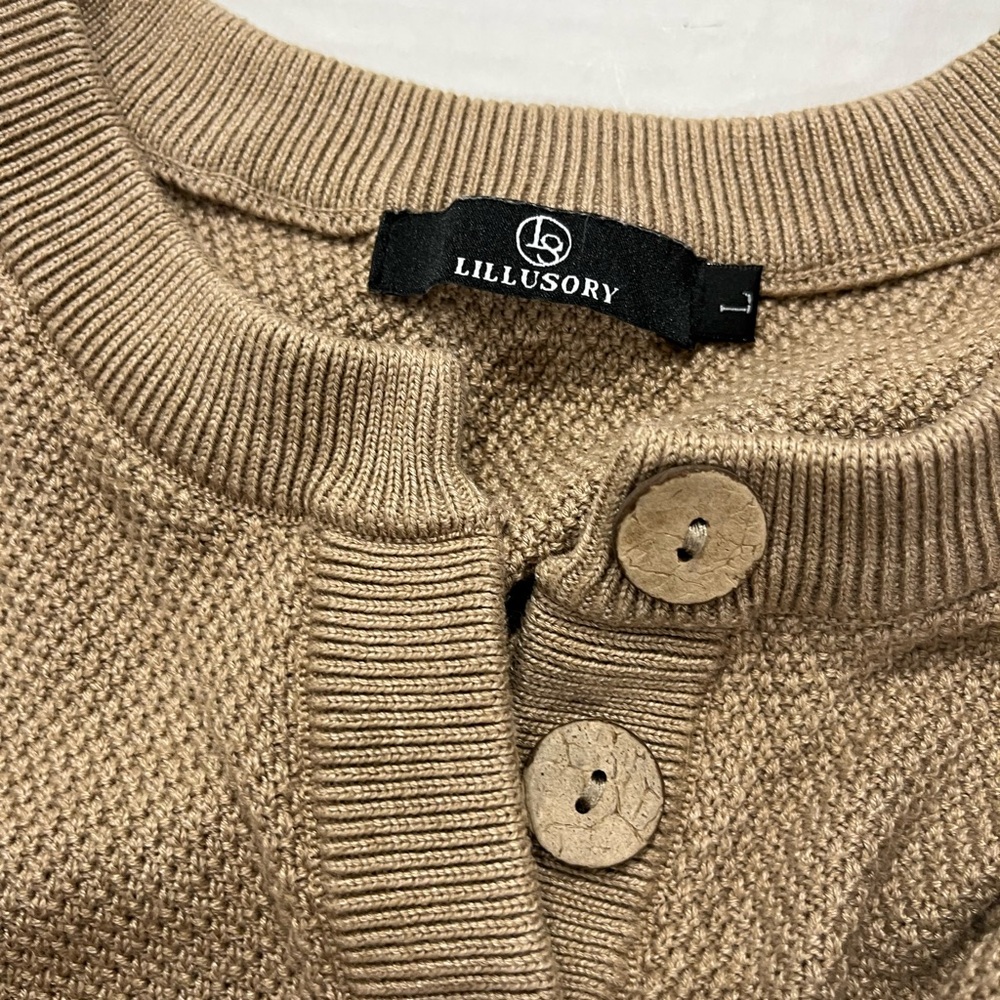 LILLUSORY WAFFLE KNIT 2 PIECE SHORT SET IN BROWN - Picture 7 of 16